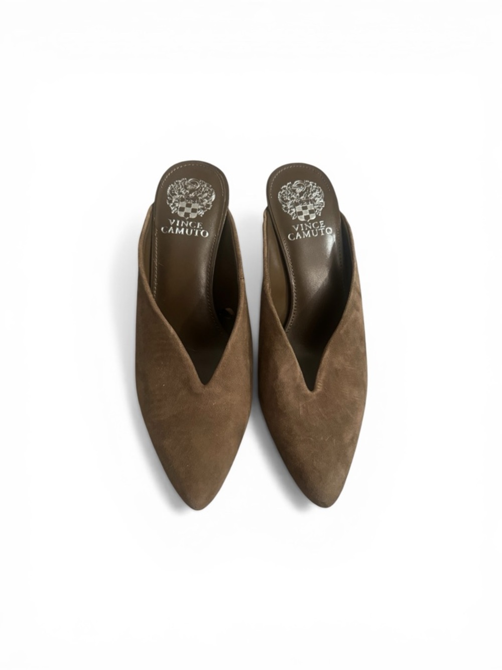 Vince Camuto Taupe Suede Pointed V-Cut Mule